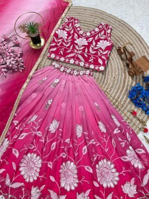 New Designer Embroidered Blouse With Kids Lehenga