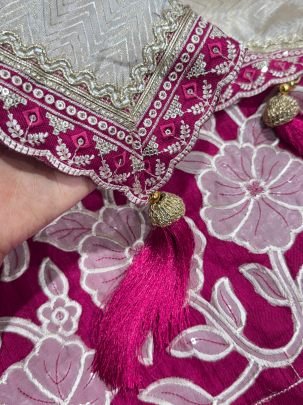 Off White Color Satin Saree With Sequins Embroidery Work
