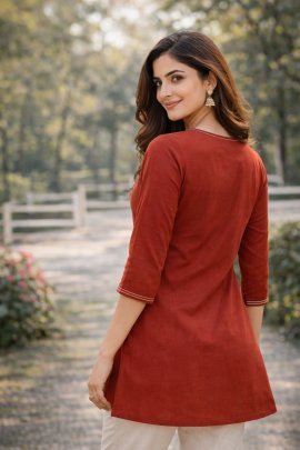 Office  Wear  Orange  Colour   Ladies Top