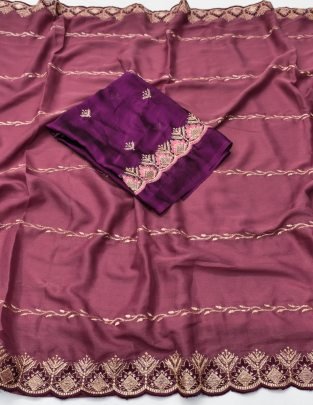 Onion Pink Colour Chocolate Silk Fabric Saree