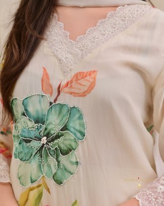 Orgenza Blossom Designer Off White Suit Set