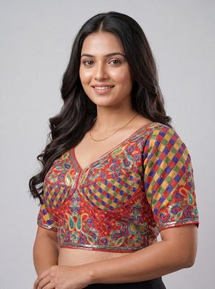 Padded Red Colour  Ready Made Blouse