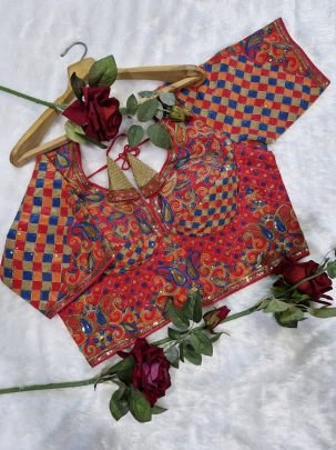 Padded Red Colour  Ready Made Blouse