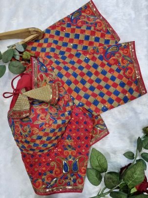 Padded Red Colour  Ready Made Blouse