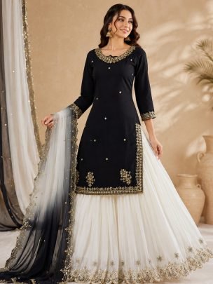 Party Wear Black Colour Palazzo Suit