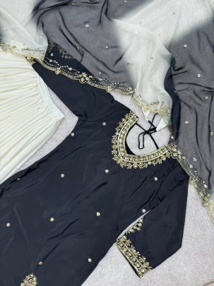 Party Wear Black Colour Palazzo Suit