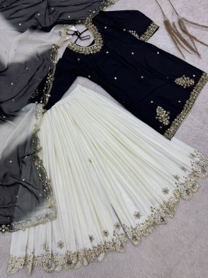 Party Wear Black Colour Palazzo Suit