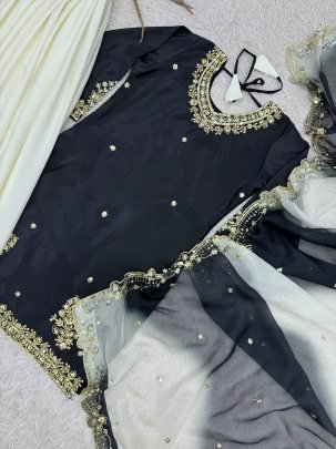 Party Wear Black Colour Palazzo Suit