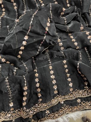 Party Wear Black Colour Saree