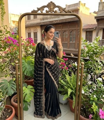 Party Wear Black Colour Saree