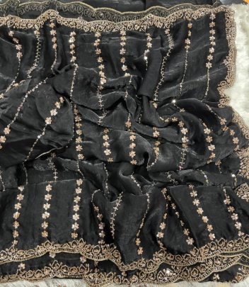 Party Wear Black Colour Saree