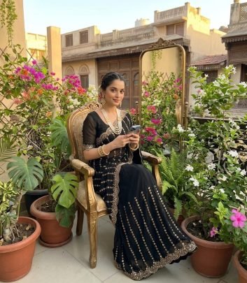 Party Wear Black Colour Saree