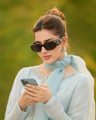 Party Wear Georgette Sky Blue Kurti With Farshi Pant And Dupatta