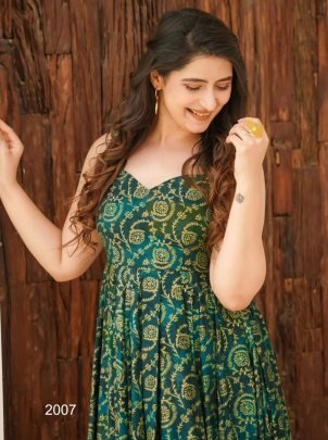 Party Wear Green Colour One Piece Dress