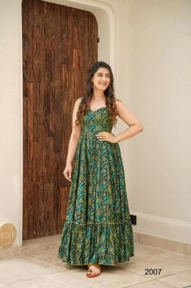 Party Wear Green Colour One Piece Dress
