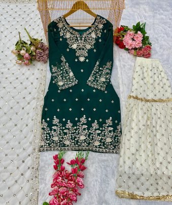 Party Wear  Green Colour  Sharara Suit