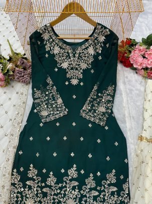 Party Wear  Green Colour  Sharara Suit