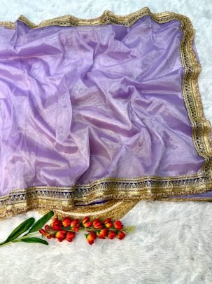Party Wear Lavender Colour Net Saree