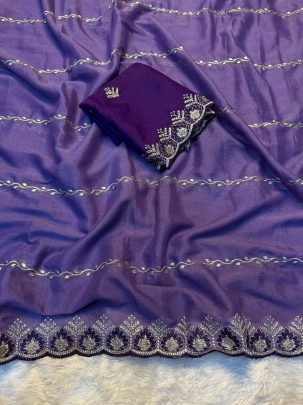 Party Wear Lavender Colour Saree