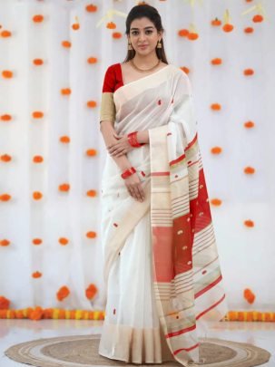 Special South Indian Party wear linen saree  