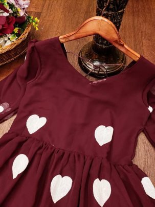 Party Wear  Maroon Colour One Pices Dress