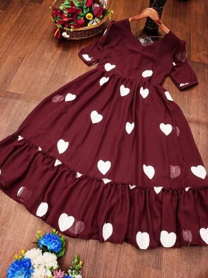 Party Wear  Maroon Colour One Pices Dress