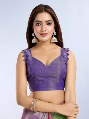 Pastel Floral Printed Silk Saare With Matching Designer Blouse