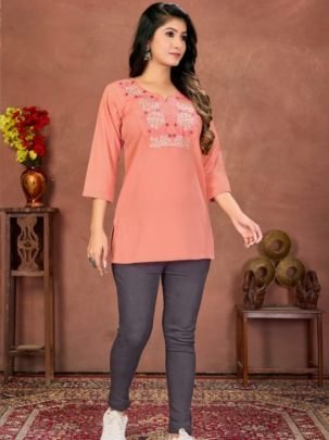 Peach Designer Printed Short pTop