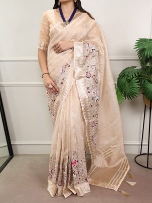 Peach Zari Glow Saree
