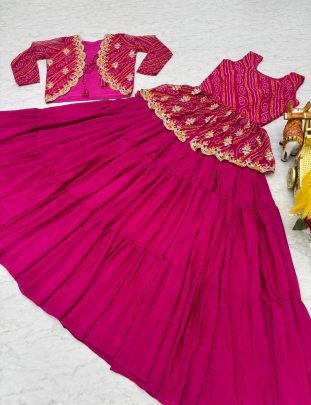 Pink Blossom  Bandhej Lehenga Set