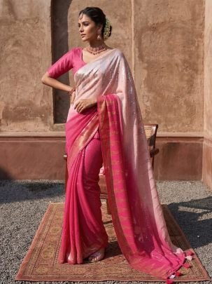 Party Wear Duel Shade Faux Georgette Sequence Work Saree