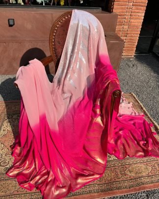 Party Wear Duel Shade Faux Georgette Sequence Work Saree