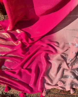 Party Wear Duel Shade Faux Georgette Sequence Work Saree