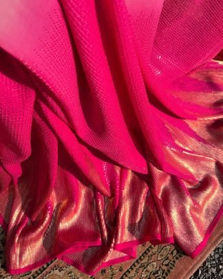 Party Wear Duel Shade Faux Georgette Sequence Work Saree