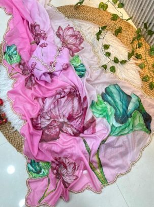 Pink Elegance Beads & Katdana Saree