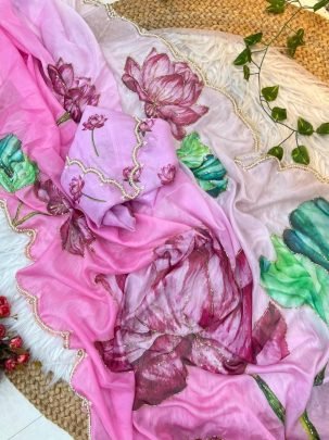 Pink Elegance Beads & Katdana Saree