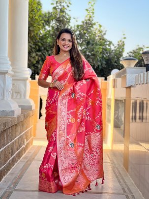 Pink Paithani Silk Saree With Matching Flower Design Pallu