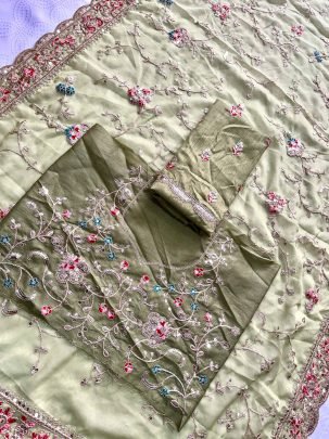 Pista Colour Georgette Fabric Saree