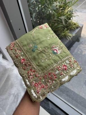 Pista Colour Georgette Fabric Saree