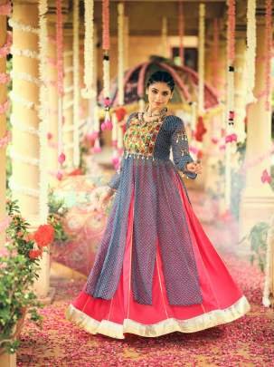 Plain Rayon Lehenga With Printed Faux Georgette Choli
