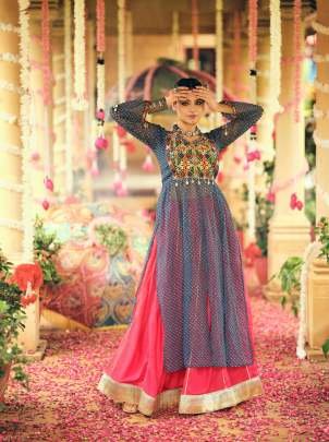 Plain Rayon Lehenga With Printed Faux Georgette Choli