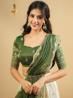 Pongal Style Wear Pista Colour  Lehenga Choli