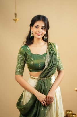 Pongal Style Wear Pista Colour  Lehenga Choli