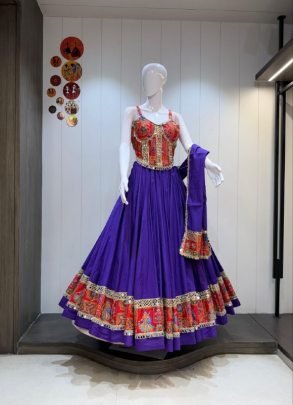 Position Print Purple Colour Navratri Lehenga