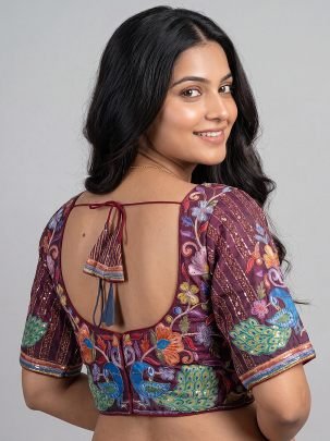 Position Print Purple Colour Ready Made Blouse