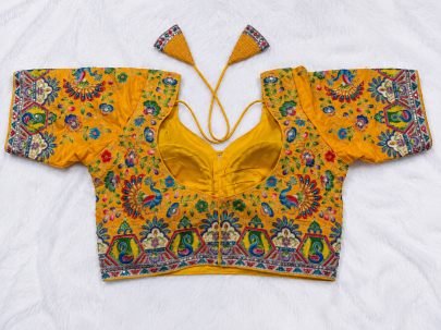 Position Print Yellow Colour Ready Made blouse