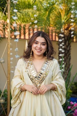 Premium Cream Colour  Sharara Suit