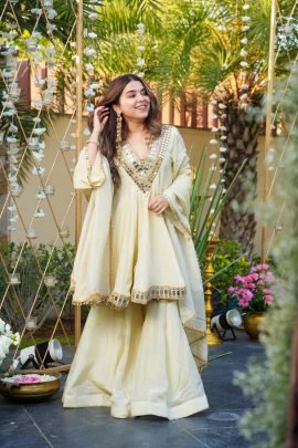 Premium Cream Colour  Sharara Suit