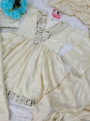 Premium Cream Colour  Sharara Suit