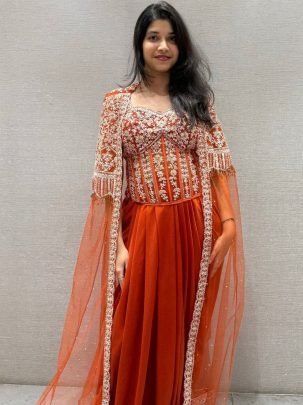 Premium Net  Silk With Embroidery cording  Indo Western Dress